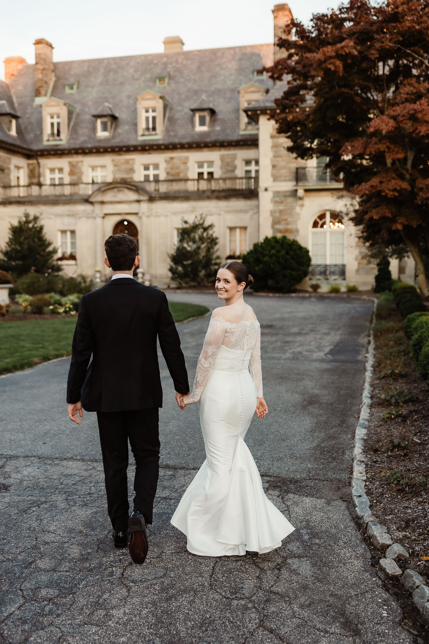 Rachel and Alex at their fall Aldrich Mansion wedding